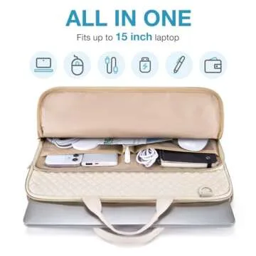 BAGSMART 15.6 inch Laptop Shoulder bag, Laptop Sleeve Compatible with MacBook Pro 16 Inch,15.6 inch HP,Dell,Acer Aspire,Asus Notebook,Laptop Protective Case with Shoulder Strap,Pocket,Handle,Beige