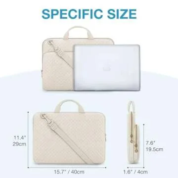 BAGSMART 15.6 inch Laptop Shoulder bag, Laptop Sleeve Compatible with MacBook Pro 16 Inch,15.6 inch HP,Dell,Acer Aspire,Asus Notebook,Laptop Protective Case with Shoulder Strap,Pocket,Handle,Beige