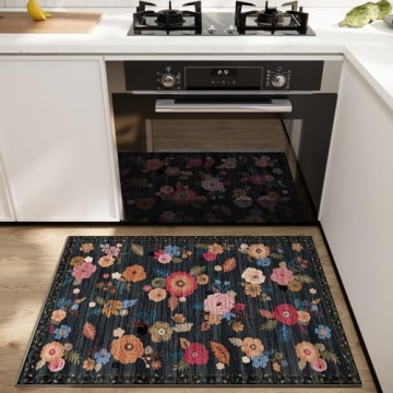 Entryway Floral Rug Non Slip 2'x3' Washable Mat