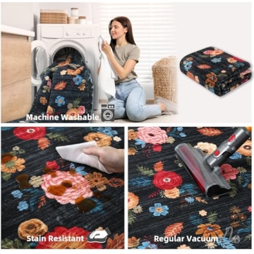Entryway Floral Rug Non Slip 2'x3' Washable Mat