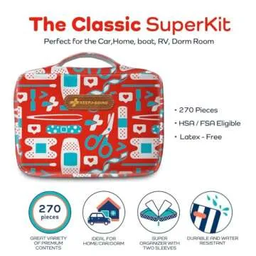 KeepGoing Large Home First Aid Kit for Kids – 270 Pc. for Car, Home, Dorm, & Boat with Latex-Free ...