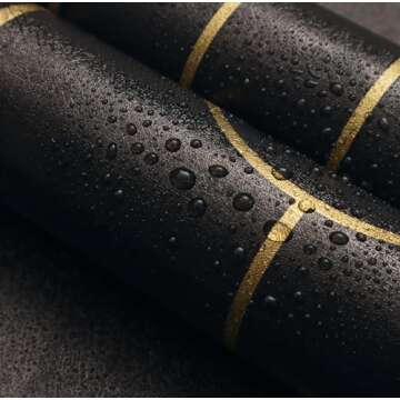 Modern Black and Gold Peel and Stick Wallpaper 17.3" x 118.7"
