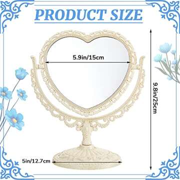 Jetec Heart Shaped Mirror Valentine‘s Day Gift Double Sided Dresser Vintage Makeup Cosmetic Mirror...