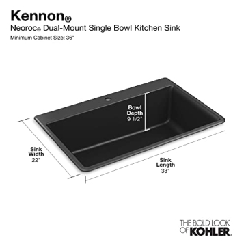 Kohler 33" Matte Black Neoroc Kitchen Sink for Modern Homes