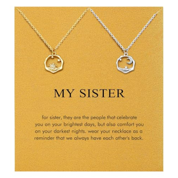 Baydurcan Sisters Gifts from Sister, Sister Necklace for 2 Christmas Gifts for Sister Sun and Moon N...