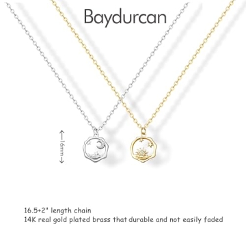 Baydurcan Sisters Gifts from Sister, Sister Necklace for 2 Christmas Gifts for Sister Sun and Moon Necklace (Sun moon)