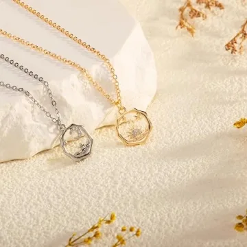 Baydurcan Sisters Gifts from Sister, Sister Necklace for 2 Christmas Gifts for Sister Sun and Moon Necklace (Sun moon)