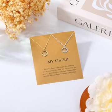 Baydurcan Sisters Gifts from Sister, Sister Necklace for 2 Christmas Gifts for Sister Sun and Moon Necklace (Sun moon)