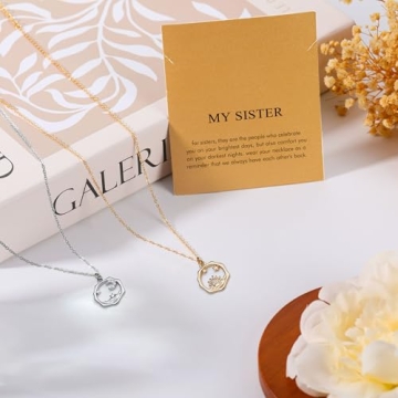 Baydurcan Sisters Gifts from Sister, Sister Necklace for 2 Christmas Gifts for Sister Sun and Moon Necklace (Sun moon)