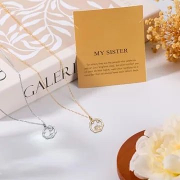 Baydurcan Sisters Gifts from Sister, Sister Necklace for 2 Christmas Gifts for Sister Sun and Moon Necklace (Sun moon)