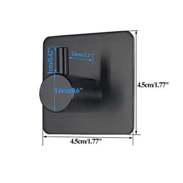 Fotosnow Black Adhesive Towel Hooks Heavy Duty Stick on Wall Hooks Shower Hooks for Bathroom Kitchen...