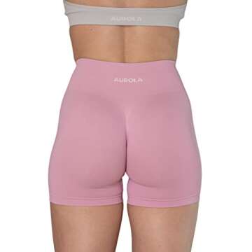 AUROLA Dream Collection Women Workout Shorts High Waist Gym Shorts, Scrunch Butt Seamless Athletic Shorts,Mauve Mist,M