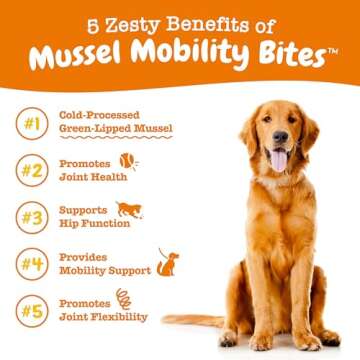 Zesty Paws Mussel Mobility Bites for Dogs - New Zealand Green Lipped Mussel with Natural Glucosamine...