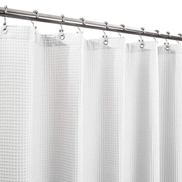 Barossa Design Honeycomb Waffle Weave Shower Curtain - Luxurious Extra Long 84 inch Height Fabric