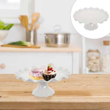 Zerodeko White Ceramic Cake Stand for Elegant Desserts