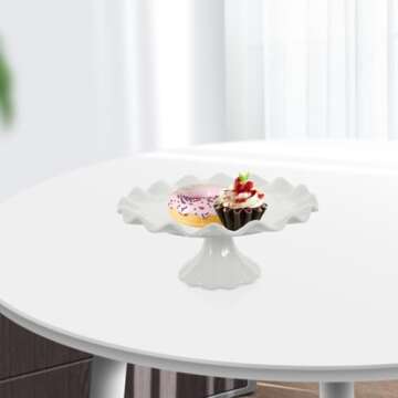 Zerodeko White Ceramic Cake Stand for Elegant Desserts