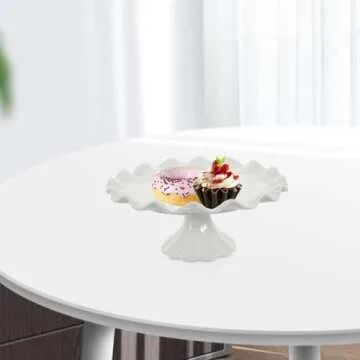 Zerodeko White Ceramic Cake Stand for Elegant Desserts