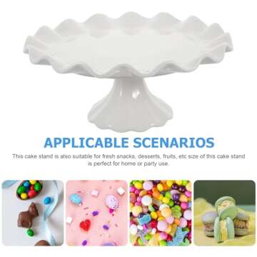 Zerodeko White Ceramic Cake Stand for Elegant Desserts