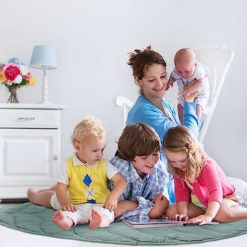 Funtery Baby Play Mat 56 x 42 Inch Cotton Crawling Cushion Cotton Nursery Rug Large Thick Soft Rever...