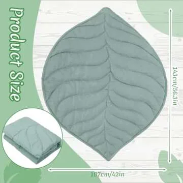 Funtery Baby Play Mat 56 x 42 Inch Cotton Crawling Cushion Cotton Nursery Rug Large Thick Soft Reversible Washable Folding Floor Playpen Mat Nursery Decor Rug for Girls Boys(Green,Leaf)