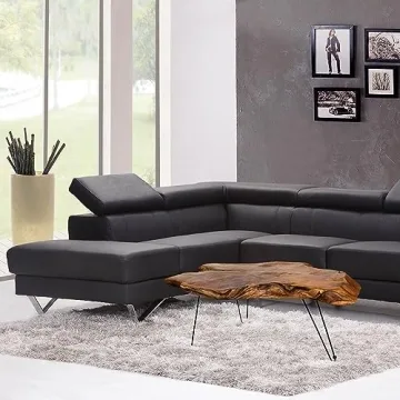 StyleCraft Badang Natural Wood Coffee Table with Metal Legs