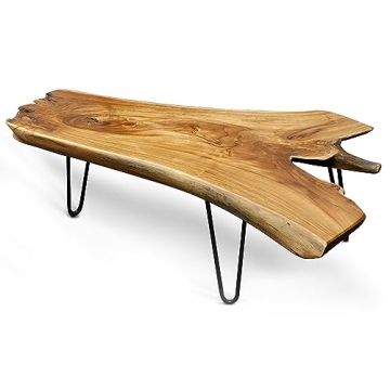StyleCraft Badang Natural Wood Coffee Table with Metal Legs