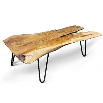 StyleCraft Badang Natural Wood Coffee Table with Metal Legs