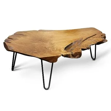 StyleCraft Badang Natural Wood Coffee Table with Metal Legs