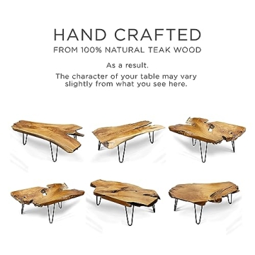 StyleCraft Badang Natural Wood Coffee Table with Metal Legs