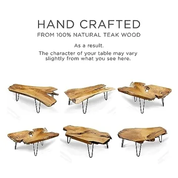 StyleCraft Badang Natural Wood Coffee Table with Metal Legs