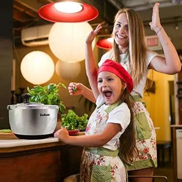 SveBake Stainless Steel Salad Spinner, 4.2 Qt Vegetable Washer, BPA-Free Lettuce Dryer with Crank Design, Dishwasher Safe, Non-Slip Base - Transparent Lid
