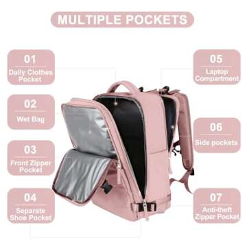 Coofay Personal Item Travel Backpack for Women