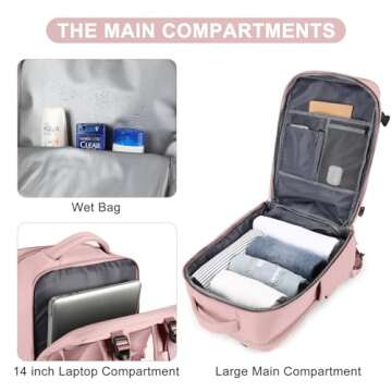 Coofay Personal Item Travel Backpack for Women