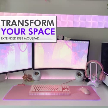 Tilted Nation Pink RGB XL Gaming Mouse Pad for Setups