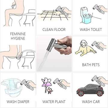Bidet Sprayer for Toilet, Bathroom Sprayer with Hose Stainless Steel Spray Easy Install Diaper Sprayer with Adjustable Pressure Control for Bathing Pets, Personal Hygiene
