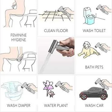 Bidet Sprayer for Toilet, Bathroom Sprayer with Hose Stainless Steel Spray Easy Install Diaper Sprayer with Adjustable Pressure Control for Bathing Pets, Personal Hygiene