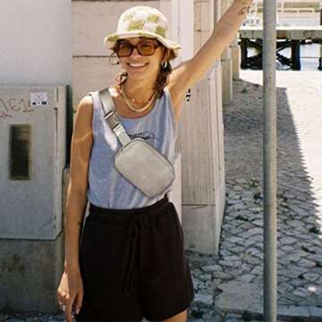 Telena Fashionable Leather Belt Bag for Women - Cloud Grey