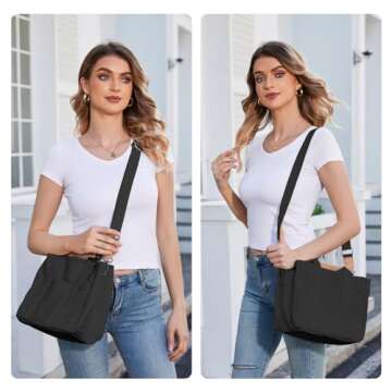 Buringer HOMESPON Canvas Everything Tote Bag for Woman With Compartments for Work Travel or Shopping...