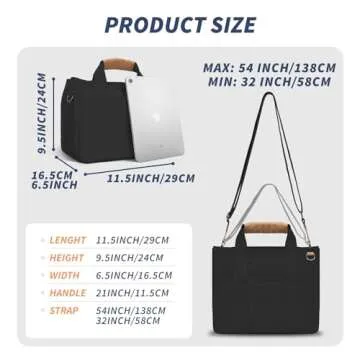 Buringer HOMESPON Canvas Everything Tote Bag for Woman With Compartments for Work Travel or Shopping (Black)