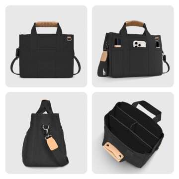 Buringer HOMESPON Canvas Everything Tote Bag for Woman With Compartments for Work Travel or Shopping (Black)