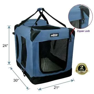 EliteField 3-Door Folding Soft Dog Crate with Carrying Bag and Fleece Bed (2 Year Warranty), Indoor ...