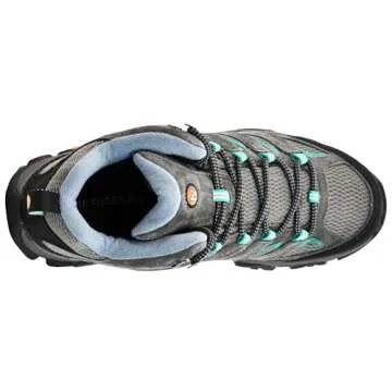 Merrell Women's Moab 3 MID WP Waterproof Hiking Shoe, Granite/Marine, 9.5 M