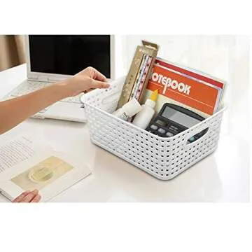 Pekky White Plastic Storage Basket, Kitchen Organizer, Set of 6