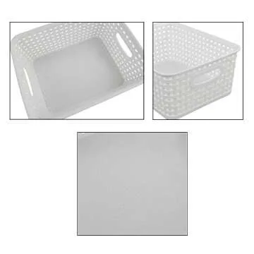 Pekky White Plastic Storage Basket, Kitchen Organizer, Set of 6