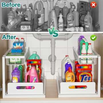 bukfen Under Sink Organizer - 2-Tier Slide Out Storage