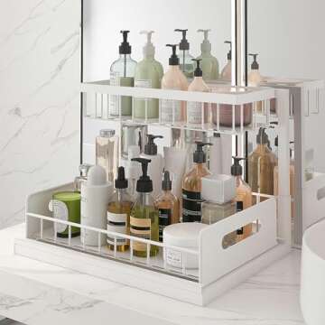 bukfen Under Sink Organizer - 2-Tier Slide Out Storage