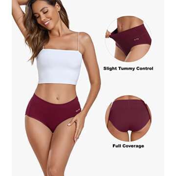 coskefy Women's High Waisted Cotton Underwear Soft Breathable Panties Stretch Briefs Seamless Ladies...