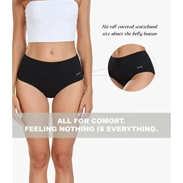 coskefy Women's High Waisted Cotton Underwear Soft Breathable Panties Stretch Briefs Seamless Ladies Panties 5 Pack