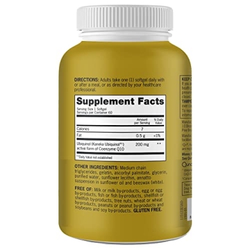 Qunol Ubiquinol CoQ10 200mg Softgels, Antioxidant for Heart Health