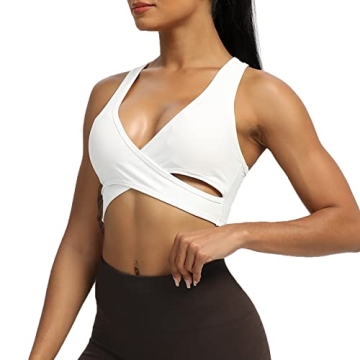 Aoxjox Women's Fitness Backless Sports Bra in White